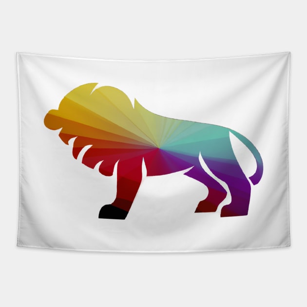 Cute Color Gradient Lion Shape Drawing Tapestry by Play Zoo