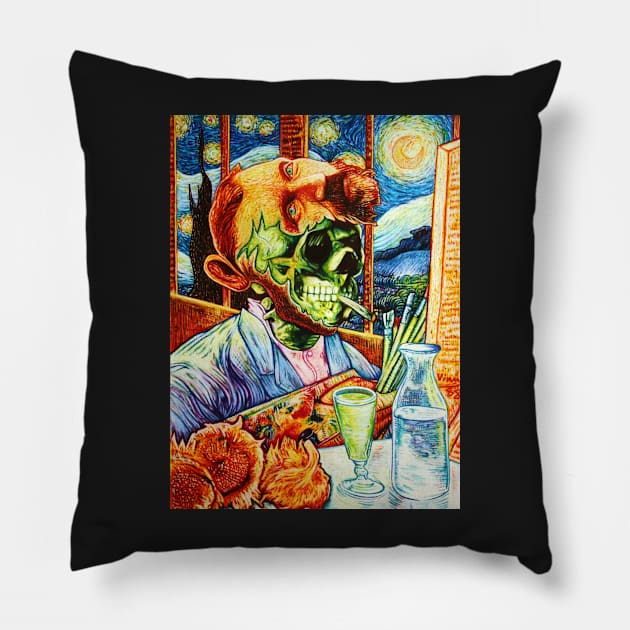 Vincent Van Gogh Inside the Mind Pillow by JustianMCink