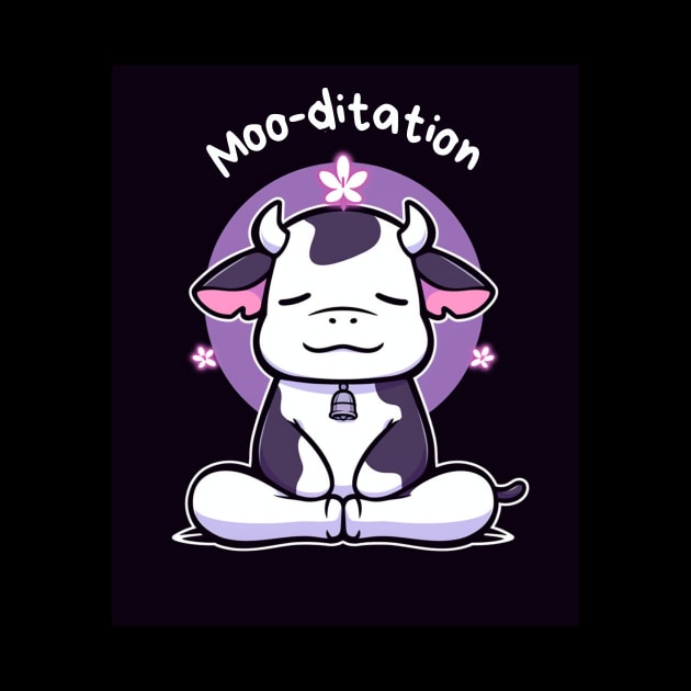 Kawaii Cute Yoga Meditating Cow by AdaMazingDesign