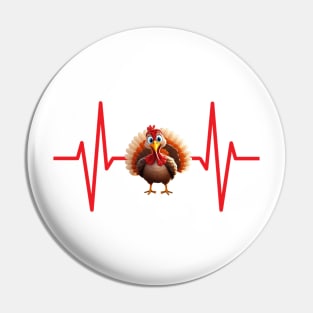 Thanksgiving Turkey Heartbeat Nurse Doctor PA Ward Clerk Pin