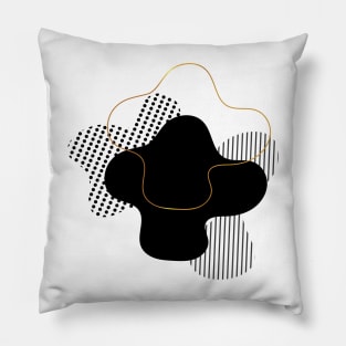 Black, Gray and Gold Abstract Pattern Pillow