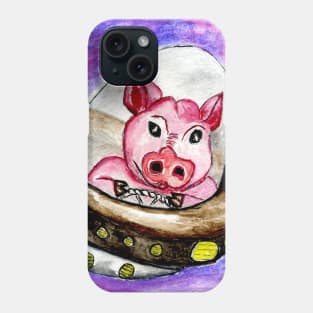 Pig in spaceship Phone Case