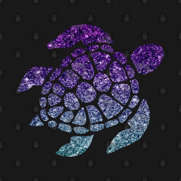 Purple Teal Ombre Faux Glitter Turtle by Felicity-K