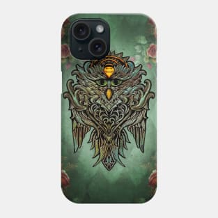 Awesome owl with roses Phone Case