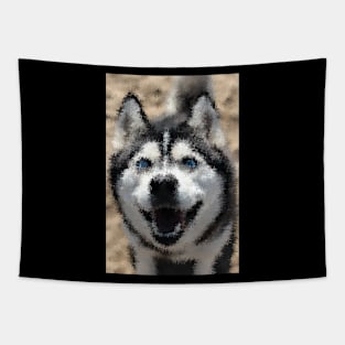 Painting-like Husky looking at you Tapestry