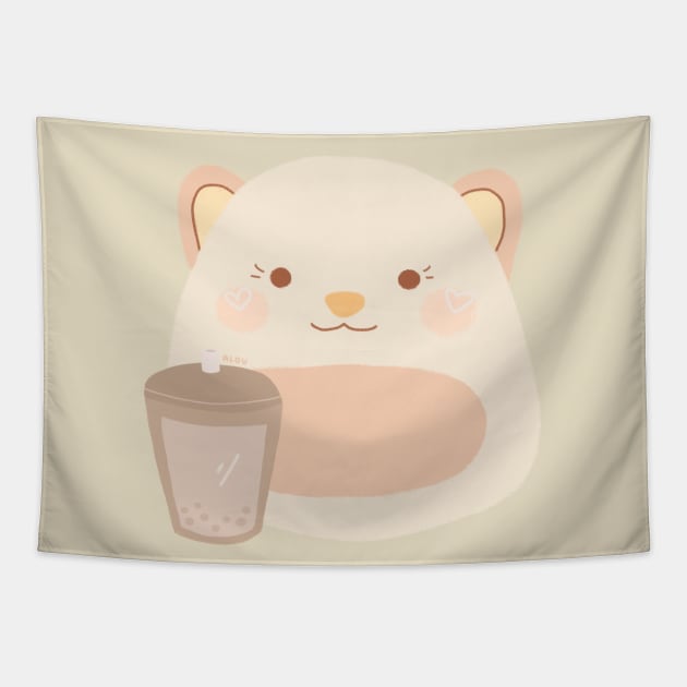 Mochi Hamster with Boba Tapestry by aaalou