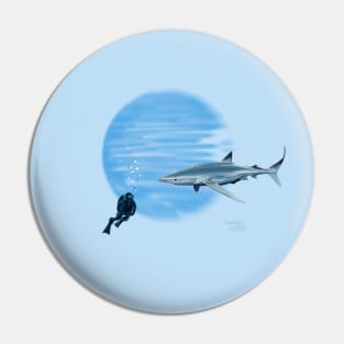 curious Shark in deep blue sea Pin