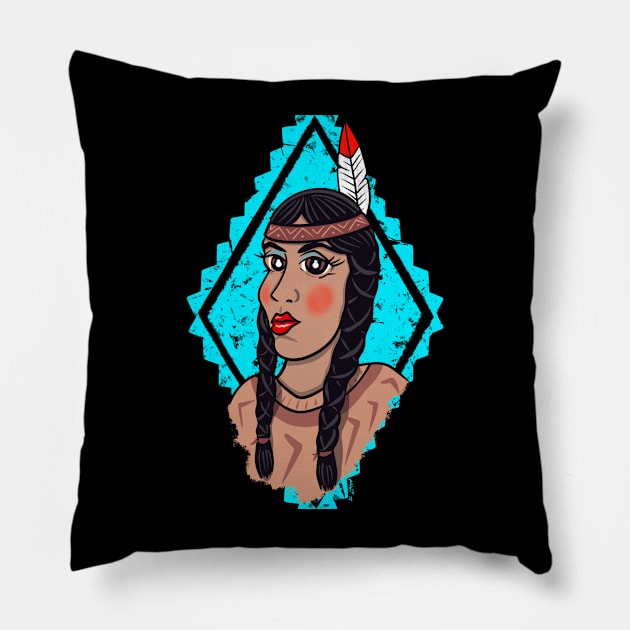 Native American Female Pillow by Chillateez 