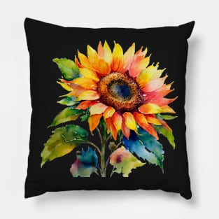 Watercolor sunflower Pillow