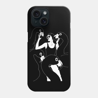 lady in black with flamingo Phone Case