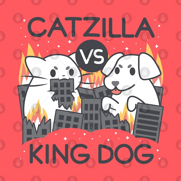 Catzilla vs King dog by Domichan