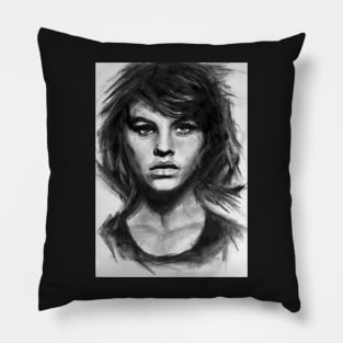 Barbara, charcoal sketch Pillow