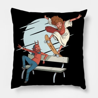 Skateboarding Jesus Pillow