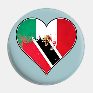 Mexican and Trinidad Tobago Heart Mix Heritage Flag Pin