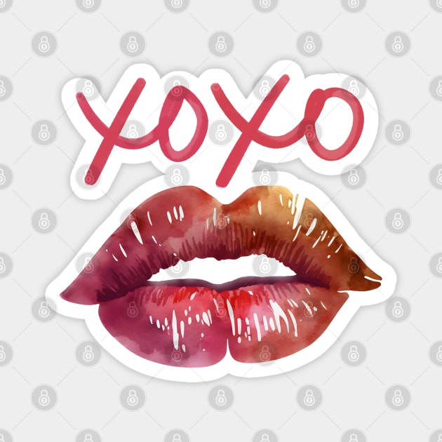 Red Lipstick Kiss XOXO Magnet by Sivan's Designs