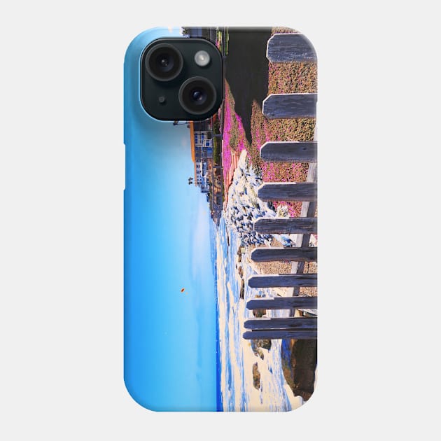 House on the shore blue sky ocean San Diego California Phone Case by BoogieCreates