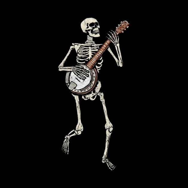 Retro Dancing Skeleton Banjo Vintage Graphic by Sinclairmccallsavd