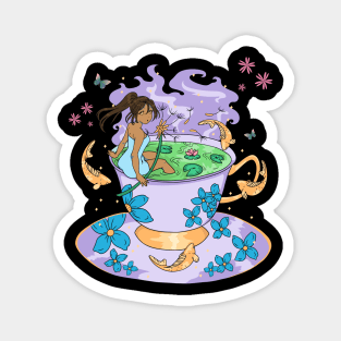 Kawaii Anime Black Girl Magic Tea Magnet