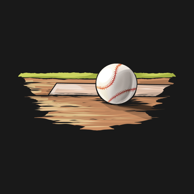 A Baseball Lies On The Field At The Base by SinBle