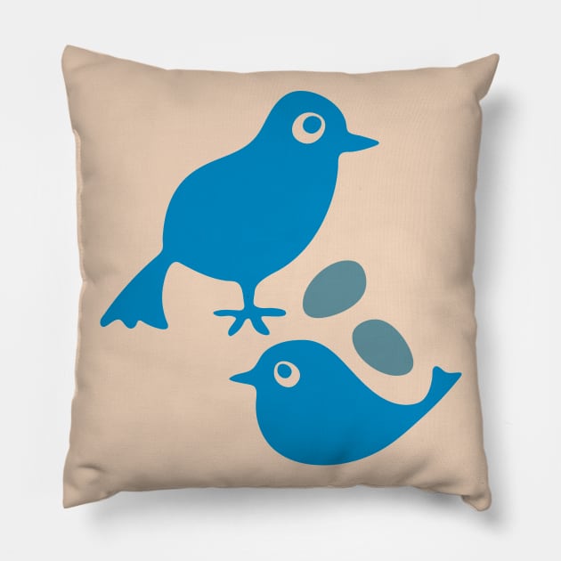 BLUE BIRD TOGETHERNESS With Eggs - UnBlink Studio by Jackie Tahara Pillow by UnBlink Studio by Jackie Tahara