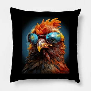 Pop Art Sunglasses Chicken Pillow