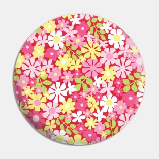 RETRO FLORAL PATTERN 70S  GROOVY PASTEL PINK YELLOW HOT PINK FLOWER MARKET SCANDINAVIAN MEADOW MIDSOMMAR Pin