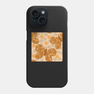 Warm Mustard and Caramel Floral Butterflies Phone Case