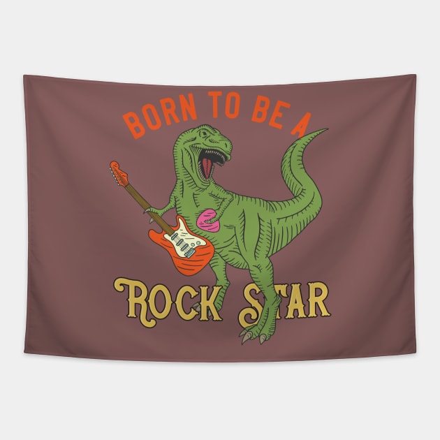 Tyrannosaurus Born To Be A Rock Star Tapestry by Mako Design 