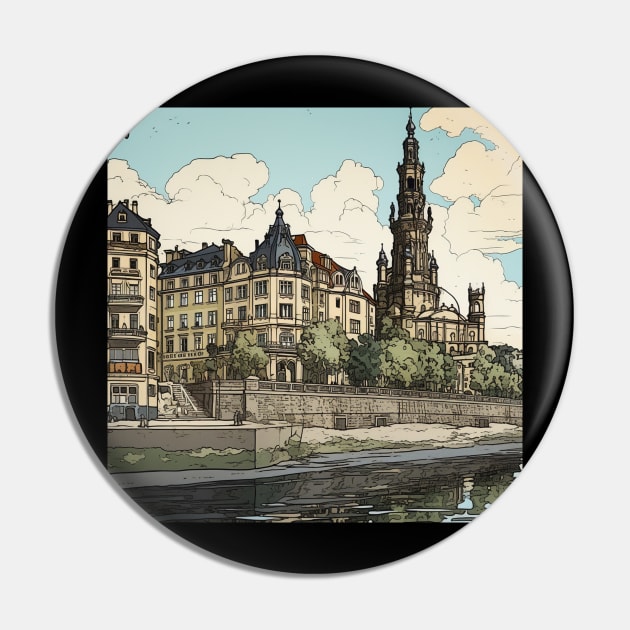 Dresden city drawing Pin by ComicsFactory