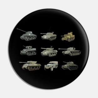 Multiple American WW2 Tanks and Armored Vehicles Pin