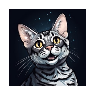 Happy Smiling Egyptian Mau Cat Portrait T-Shirt