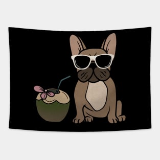 Cute French bulldog, Tropical, Dog Lover Tapestry