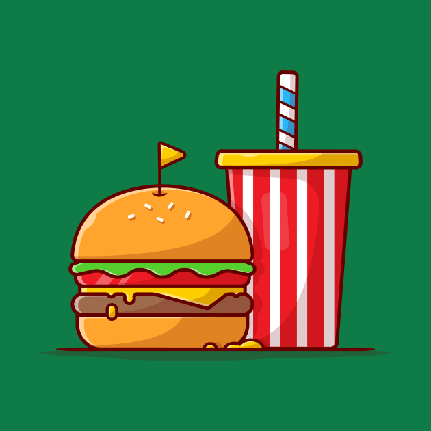 Burger And Soda Cartoon Vector Icon Illustration (3) by Catalyst Labs