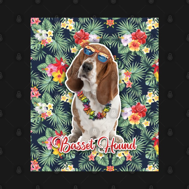 Basset Hound Summer Funky Hawaiian, Hawaii Style, Dog Personalized Hawaiian by Hoahip