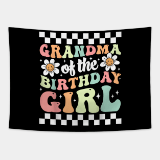 Grandma of The Birthday Girl Family Groovy Birthday Party T-Shirt Tapestry