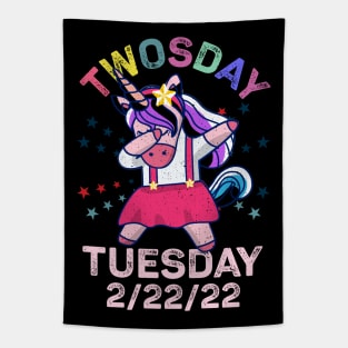 Unicorn Dabbing Tuesday February 22nd Teacher - Happy Twosday 2022 Tapestry