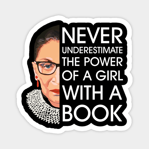 Never Underestimate The Power Of A Girl With A Book Magnet by oyshopping