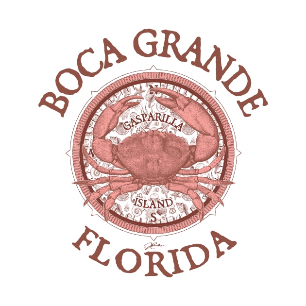 Boca Grande, Florida, with Stone Crab on Wind Rose by jcombs