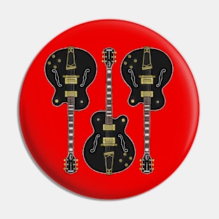 Triple Black Armstrong Guitar Pin