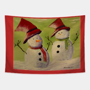 Snowman and woman Tapestry