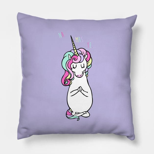 NAMASTE Unicorn Pillow by huebucket