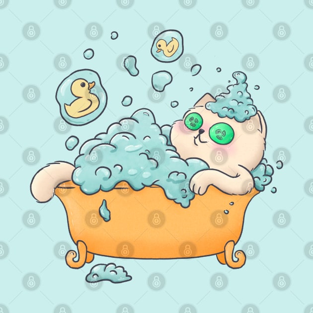 Bubble Bath SPA Cat by LenasScribbles