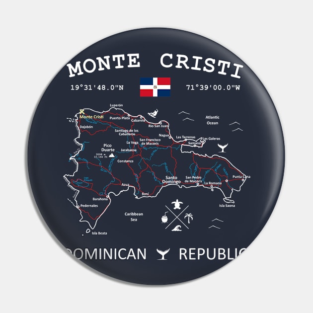 Monte Cristi Dominican Republic Flag Travel Map Coordinates GPS Pin by French Salsa