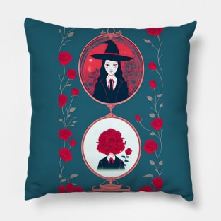 bloom red flower witch Pillow