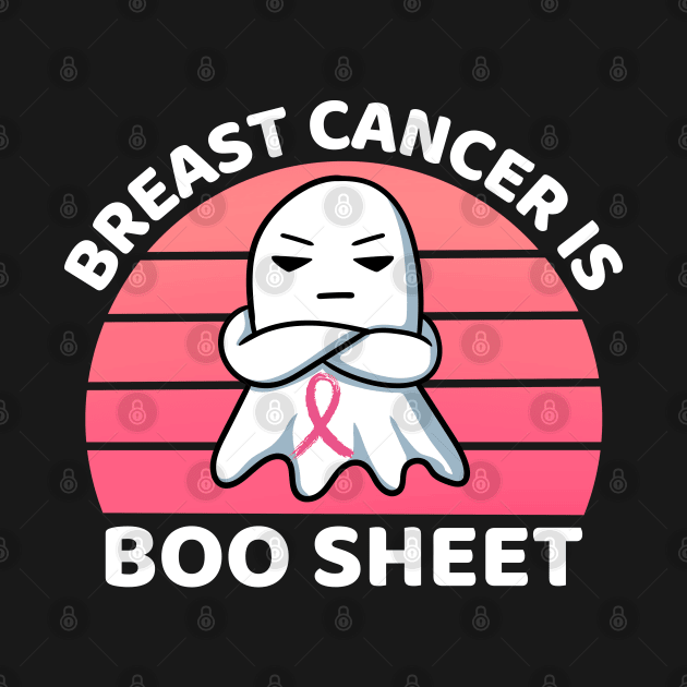 Vintage Sunset Breast Cancer Is Boo Sheet Funny Cute Angry Halloween Ghost Halloween Party by Illustradise