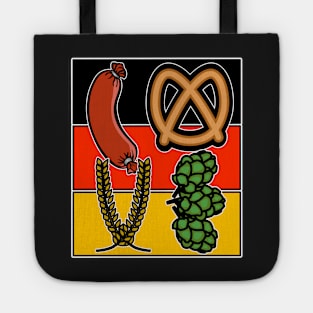 Love Oktoberfest German Flag Sausage and Pretzel Tote