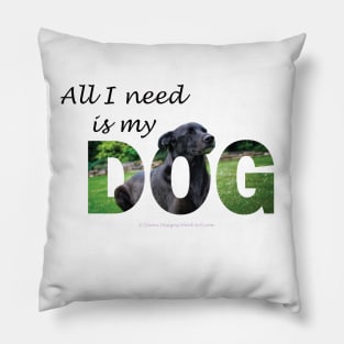 All I need is my dog - black labrador oil painting word art Pillow