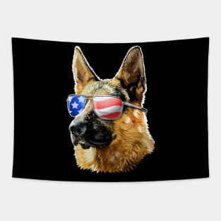 Patriotic German Shepherd American Flag Sunglasses Tapestry