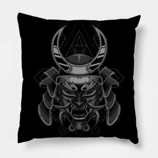 samurai skull head mecha Pillow