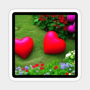 Valentine Wall Art - Together in the garden of love - Unique Valentine Fantasy Planet Landsape - Photo print, canvas, artboard print, Canvas Print and T shirt Magnet